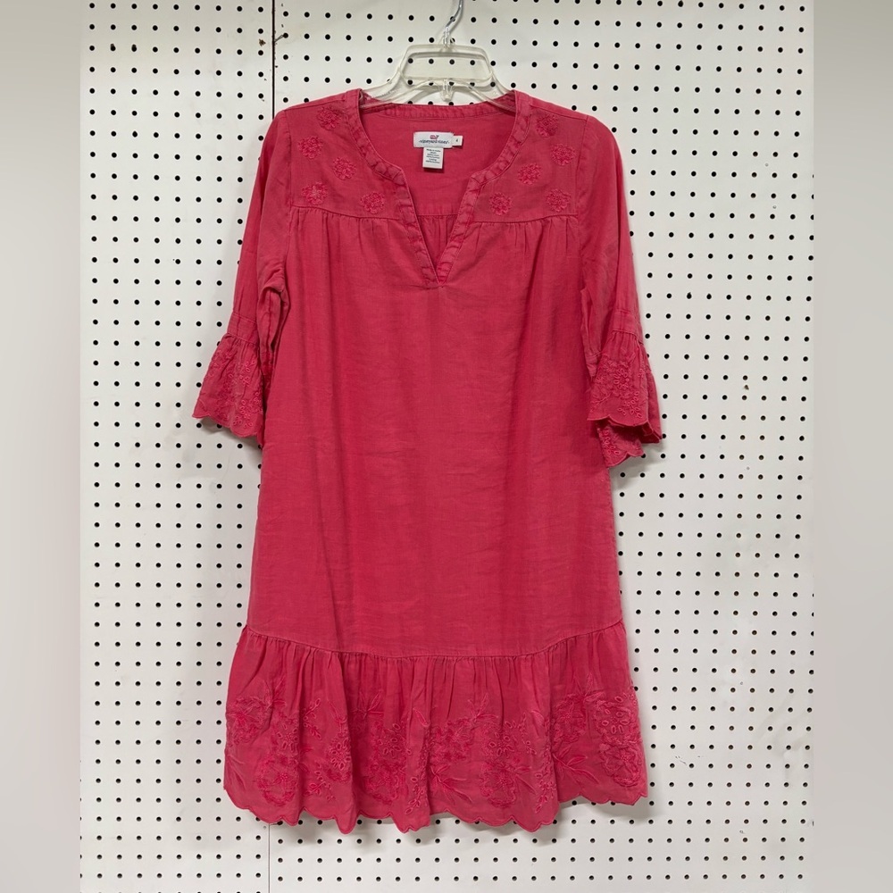 Vineyard Vines Pink Embroidered Dress Size 4